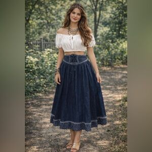 Gunne Sax- vintage 80’s authentic gunnies skirt  -denim, corseted skirt